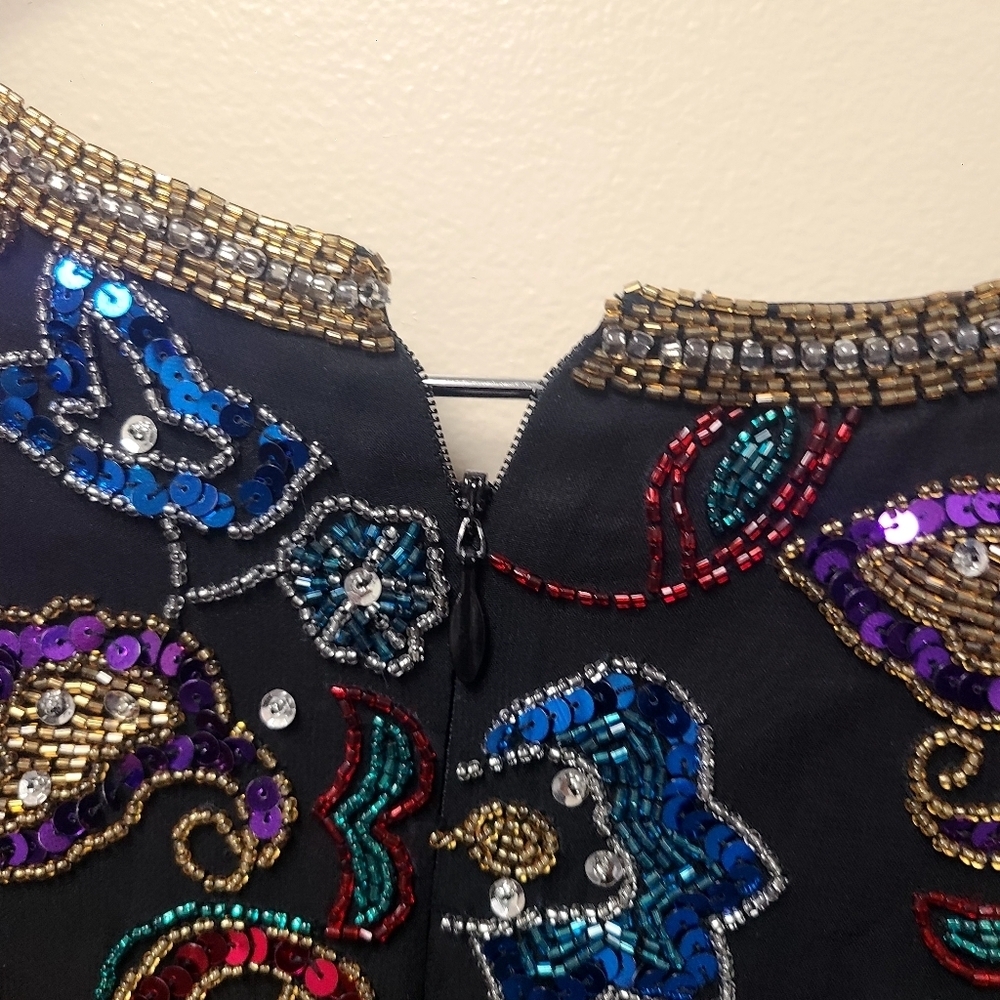 Vintage Beaded & Bedazzled LongSleeve Silk TopFair Vintage Condition - Garment - Picture 5 of 5